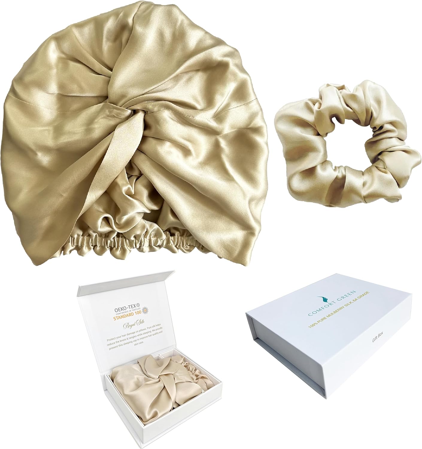 [3 Pc Gift Set] 100% Mulberry Silk Bonnet