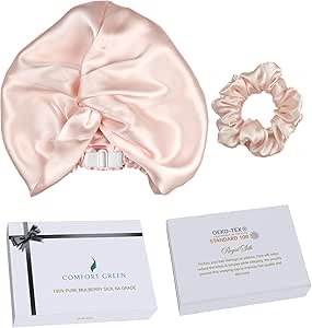 [3 Pc Gift Set] 100% Pure Mulberry Silk Bonnet