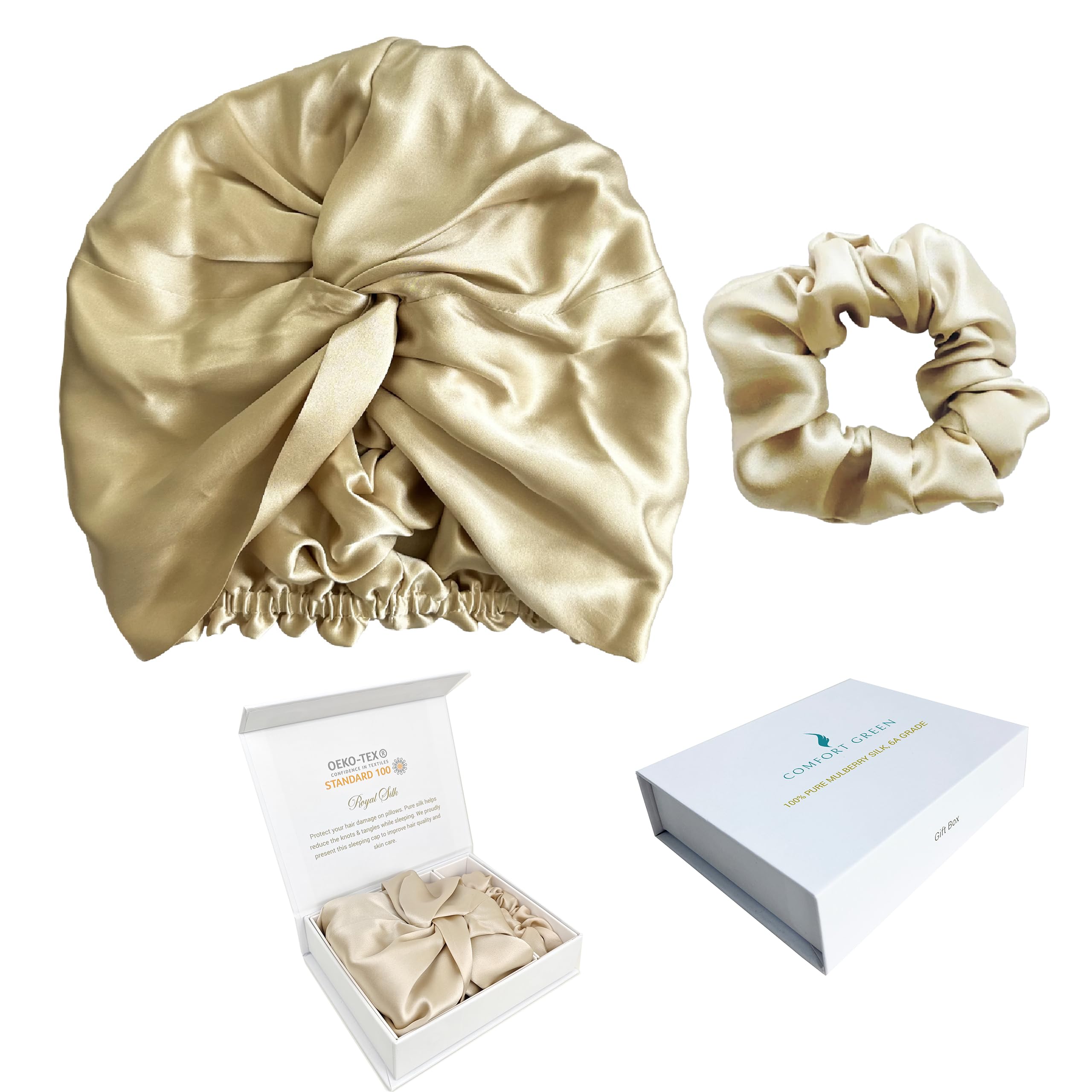 [3 Pc Gift Set] 100% Mulberry Silk Bonnet