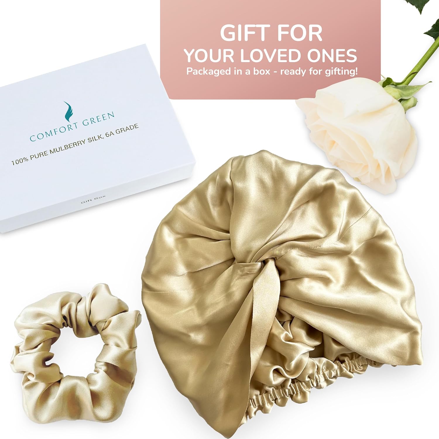 [3 Pc Gift Set] 100% Mulberry Silk Bonnet